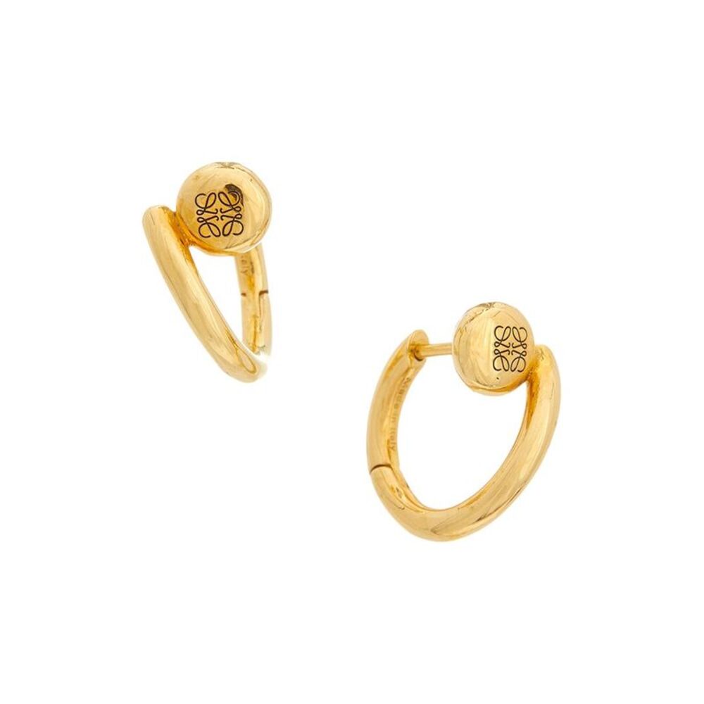 Loewe Silver Anagram Pebble Mini Hoop Earrings